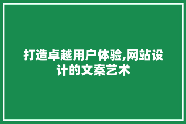 打造卓越用户体验,网站设计的文案艺术