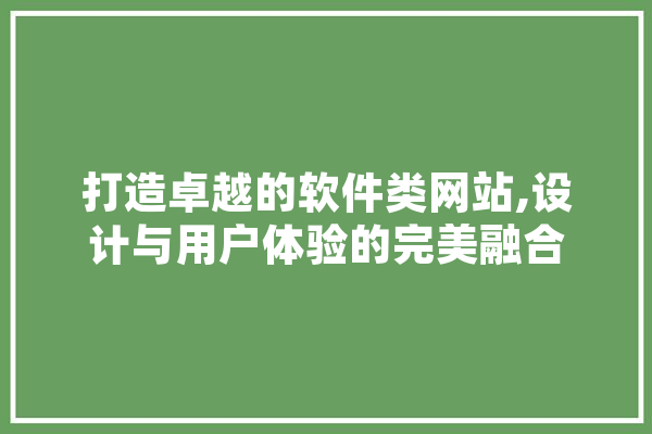 打造卓越的软件类网站,设计与用户体验的完美融合