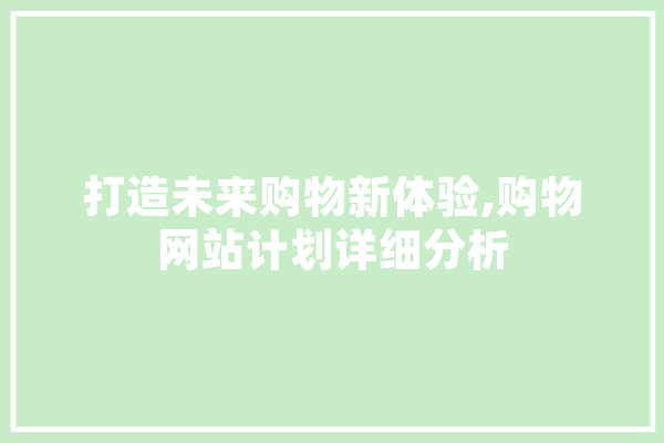 打造未来购物新体验,购物网站计划详细分析 云服务