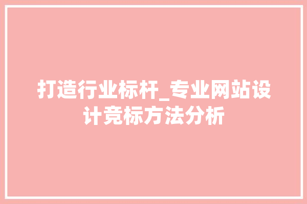 打造行业标杆_专业网站设计竞标方法分析 绘影字幕