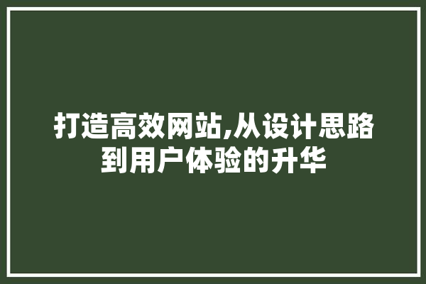 打造高效网站,从设计思路到用户体验的升华 智能写作