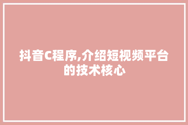 抖音C程序,介绍短视频平台的技术核心 文字写作