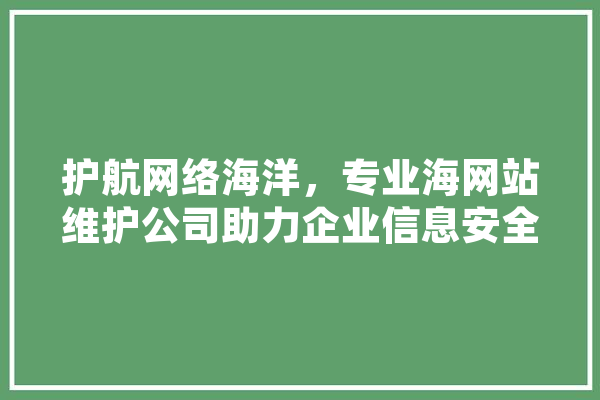护航网络海洋，专业海网站维护公司助力企业信息安全管理 AI简讯