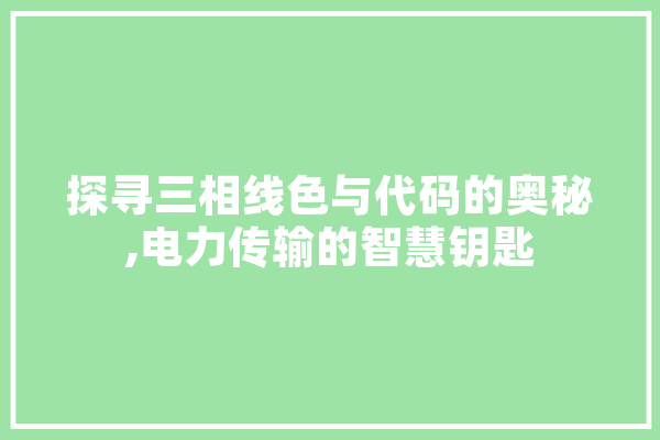 探寻三相线色与代码的奥秘,电力传输的智慧钥匙 文字写作