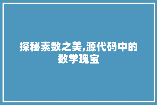 探秘素数之美,源代码中的数学瑰宝