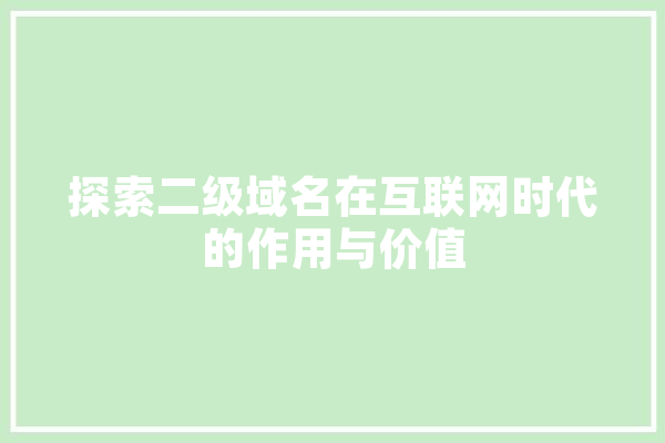 探索二级域名在互联网时代的作用与价值 智能问答
