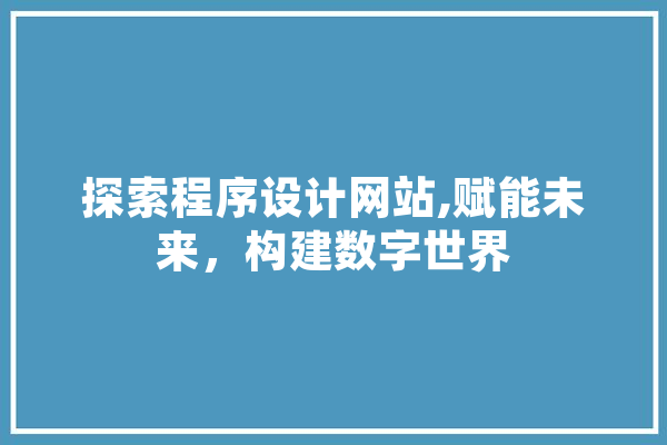 探索程序设计网站,赋能未来，构建数字世界 AI快讯