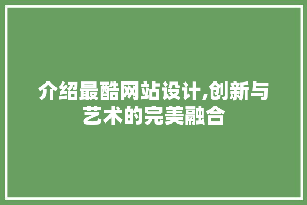 介绍最酷网站设计,创新与艺术的完美融合 科技快讯