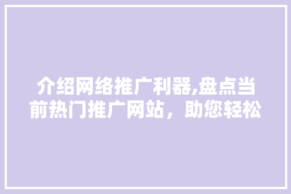 介绍网络推广利器,盘点当前热门推广网站，助您轻松拓展市场 计算机