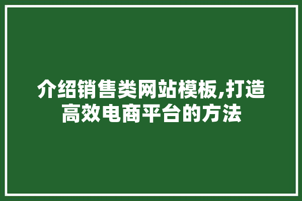 介绍销售类网站模板,打造高效电商平台的方法 文字写作