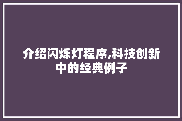 介绍闪烁灯程序,科技创新中的经典例子