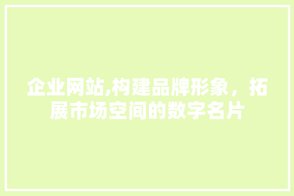 企业网站,构建品牌形象，拓展市场空间的数字名片