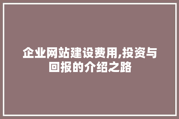 企业网站建设费用,投资与回报的介绍之路 文字写作