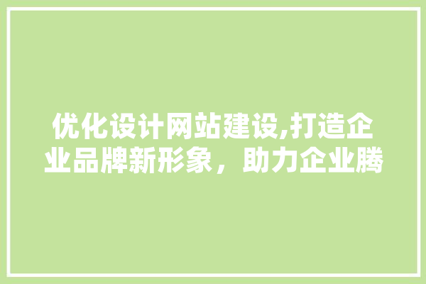 优化设计网站建设,打造企业品牌新形象，助力企业腾飞 绘影字幕