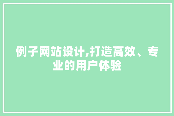 例子网站设计,打造高效、专业的用户体验 智能写作