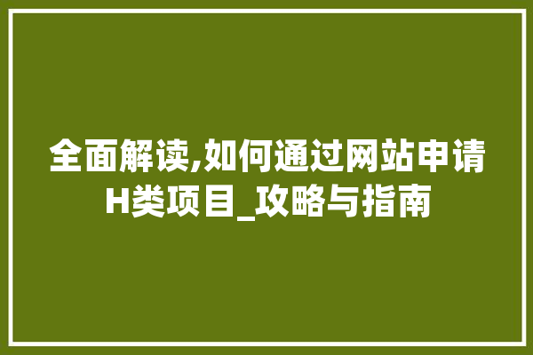 全面解读,如何通过网站申请H类项目_攻略与指南