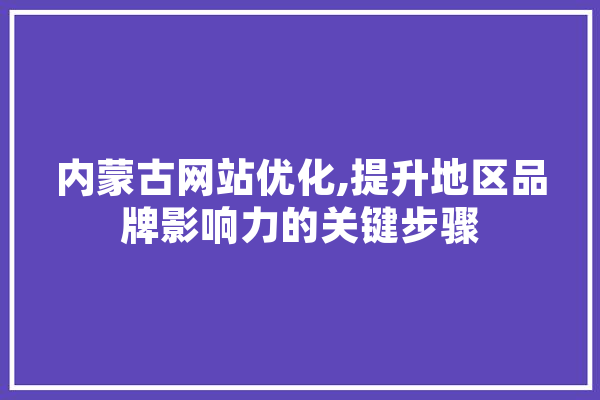 内蒙古网站优化,提升地区品牌影响力的关键步骤