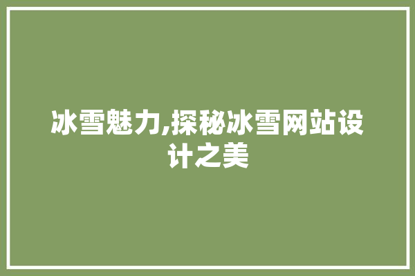 冰雪魅力,探秘冰雪网站设计之美