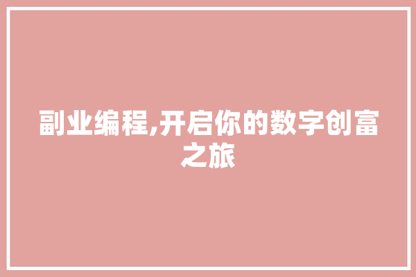 副业编程,开启你的数字创富之旅