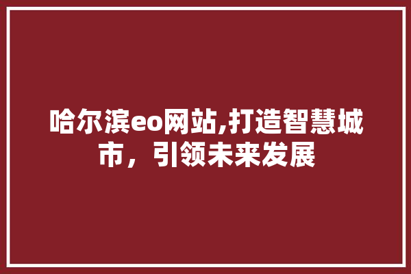 哈尔滨eo网站,打造智慧城市，引领未来发展