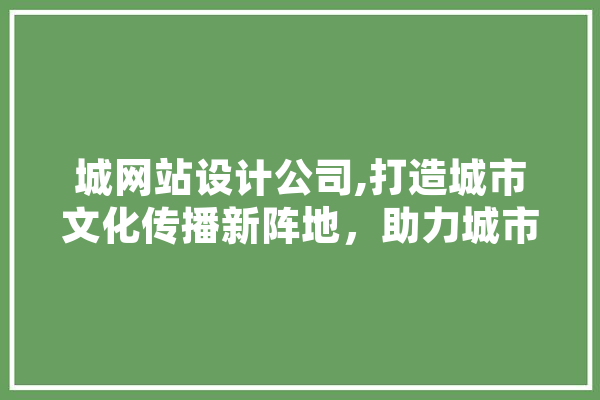 城网站设计公司,打造城市文化传播新阵地，助力城市品牌崛起
