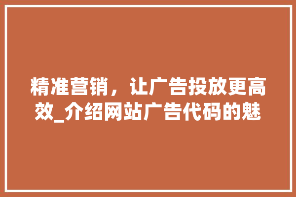 精准营销，让广告投放更高效_介绍网站广告代码的魅力 AI简讯