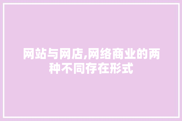 网站与网店,网络商业的两种不同存在形式