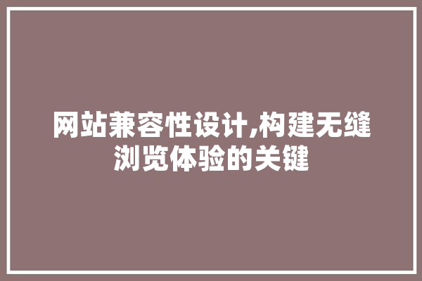 网站兼容性设计,构建无缝浏览体验的关键