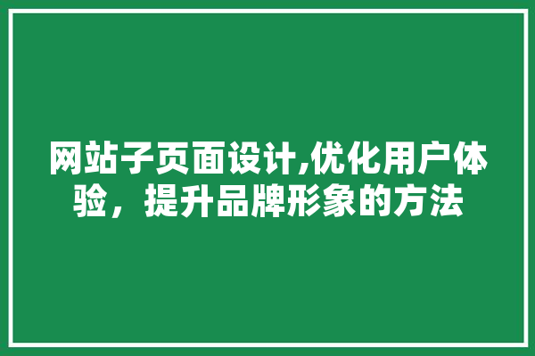 网站子页面设计,优化用户体验，提升品牌形象的方法 绘影字幕