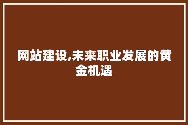 网站建设,未来职业发展的黄金机遇 智能写作