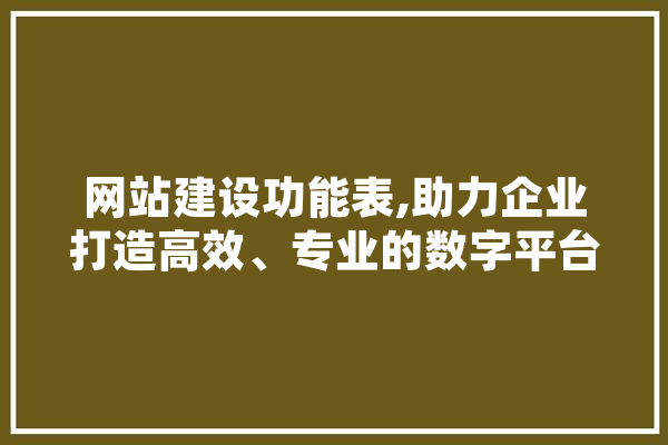 网站建设功能表,助力企业打造高效、专业的数字平台 文字写作