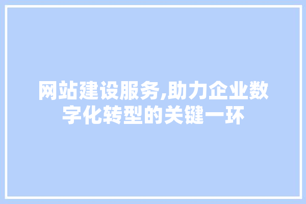 网站建设服务,助力企业数字化转型的关键一环 云服务