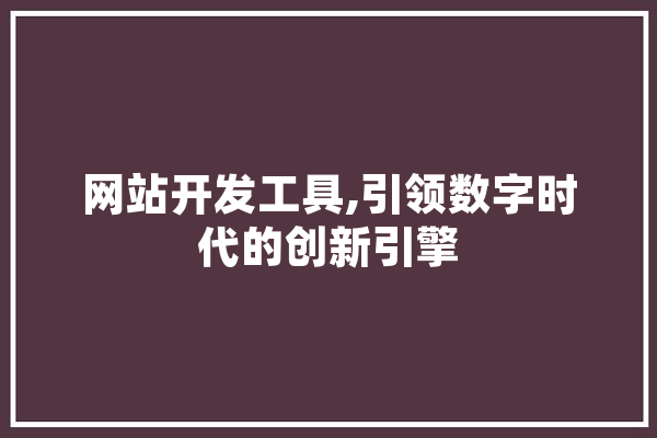 网站开发工具,引领数字时代的创新引擎 计算机