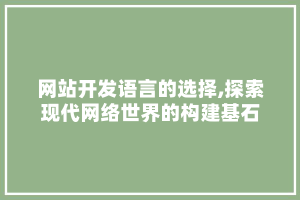 网站开发语言的选择,探索现代网络世界的构建基石 智能问答