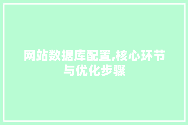 网站数据库配置,核心环节与优化步骤