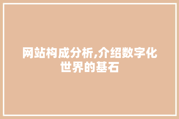 网站构成分析,介绍数字化世界的基石 AI快讯