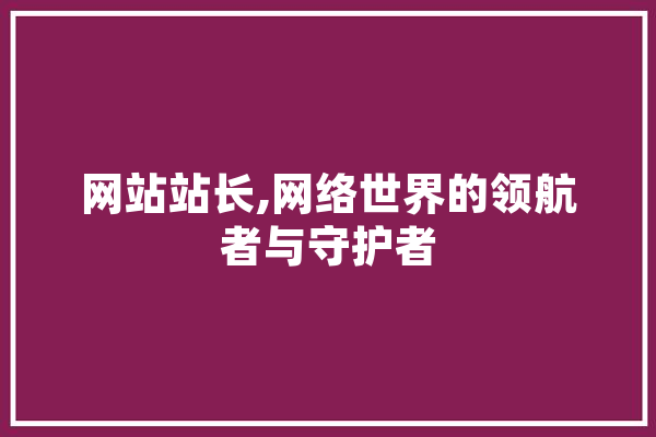 网站站长,网络世界的领航者与守护者 文字写作