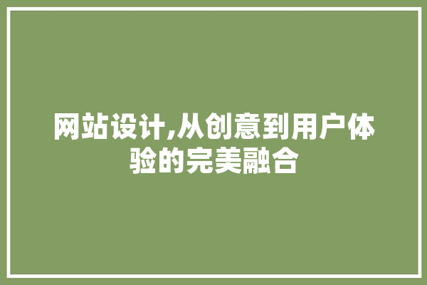 网站设计,从创意到用户体验的完美融合 科技快讯