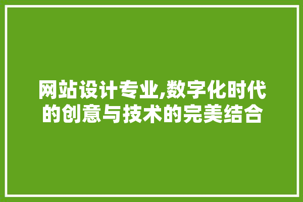 网站设计专业,数字化时代的创意与技术的完美结合 AI快讯