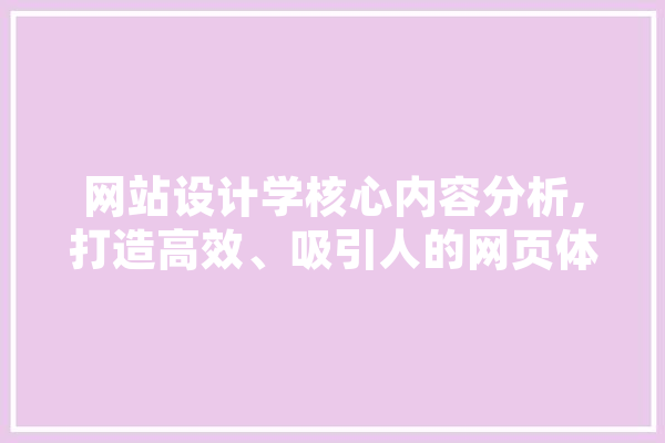 网站设计学核心内容分析,打造高效、吸引人的网页体验
