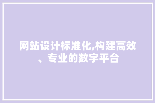 网站设计标准化,构建高效、专业的数字平台 计算机