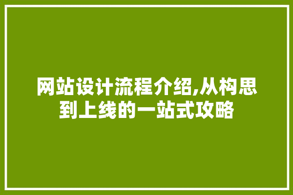 网站设计流程介绍,从构思到上线的一站式攻略 AI简讯