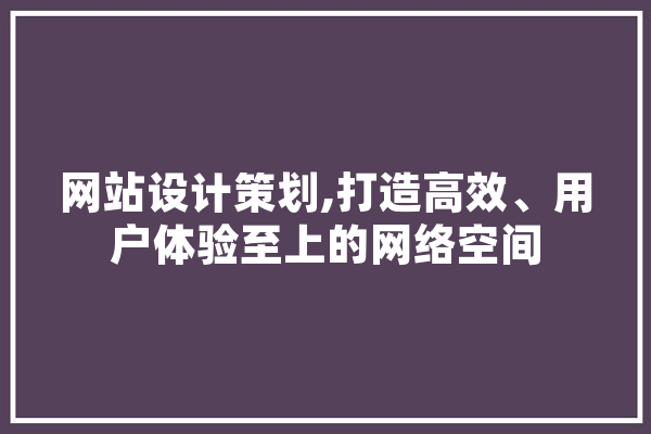 网站设计策划,打造高效、用户体验至上的网络空间 文字写作