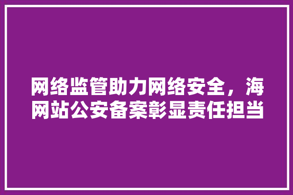 网络监管助力网络安全，海网站公安备案彰显责任担当 科技快讯