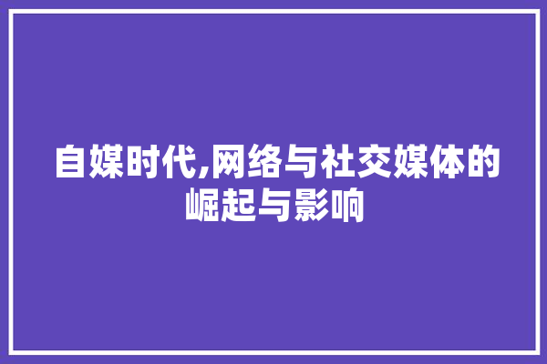 自媒时代,网络与社交媒体的崛起与影响 AI简讯