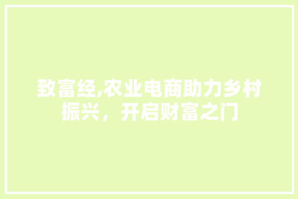 致富经,农业电商助力乡村振兴，开启财富之门 AI简讯
