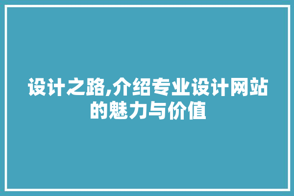 设计之路,介绍专业设计网站的魅力与价值