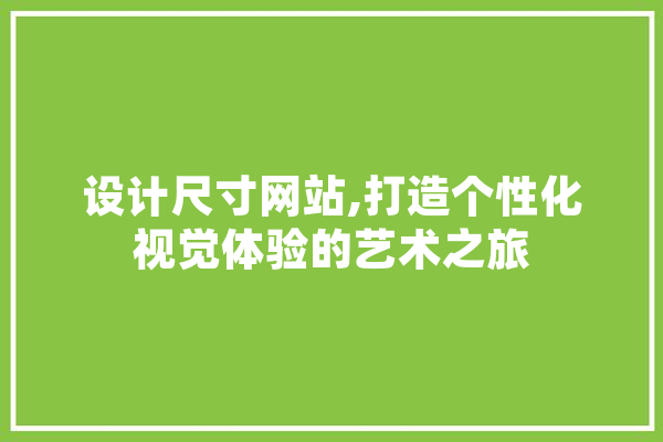 设计尺寸网站,打造个性化视觉体验的艺术之旅 绘影字幕