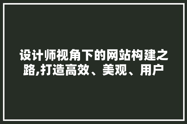 设计师视角下的网站构建之路,打造高效、美观、用户体验至上的平台 绘影字幕
