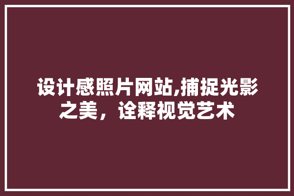设计感照片网站,捕捉光影之美，诠释视觉艺术